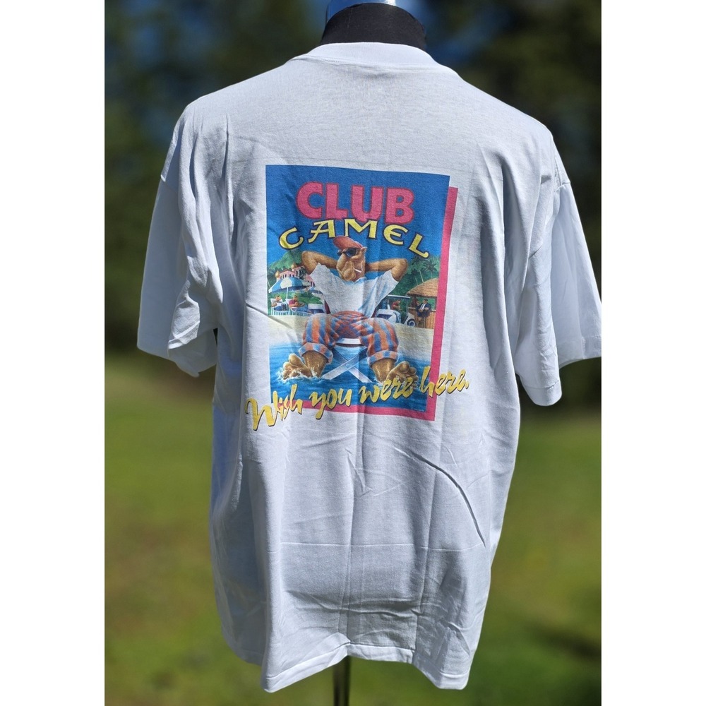 Vintage 90s Joe Camel Club T-Shirt Men XL USA Single Stitch Wish You Were Here